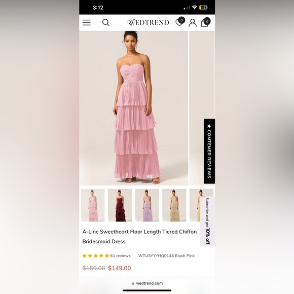 Floor Length Chiffon gown. Size 4 - Picture 4 of 4